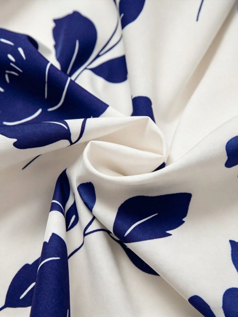 Blue Casual Women's Plus Size Floral Tie Front Long Sleeve Shirt - Picture 5 of 5